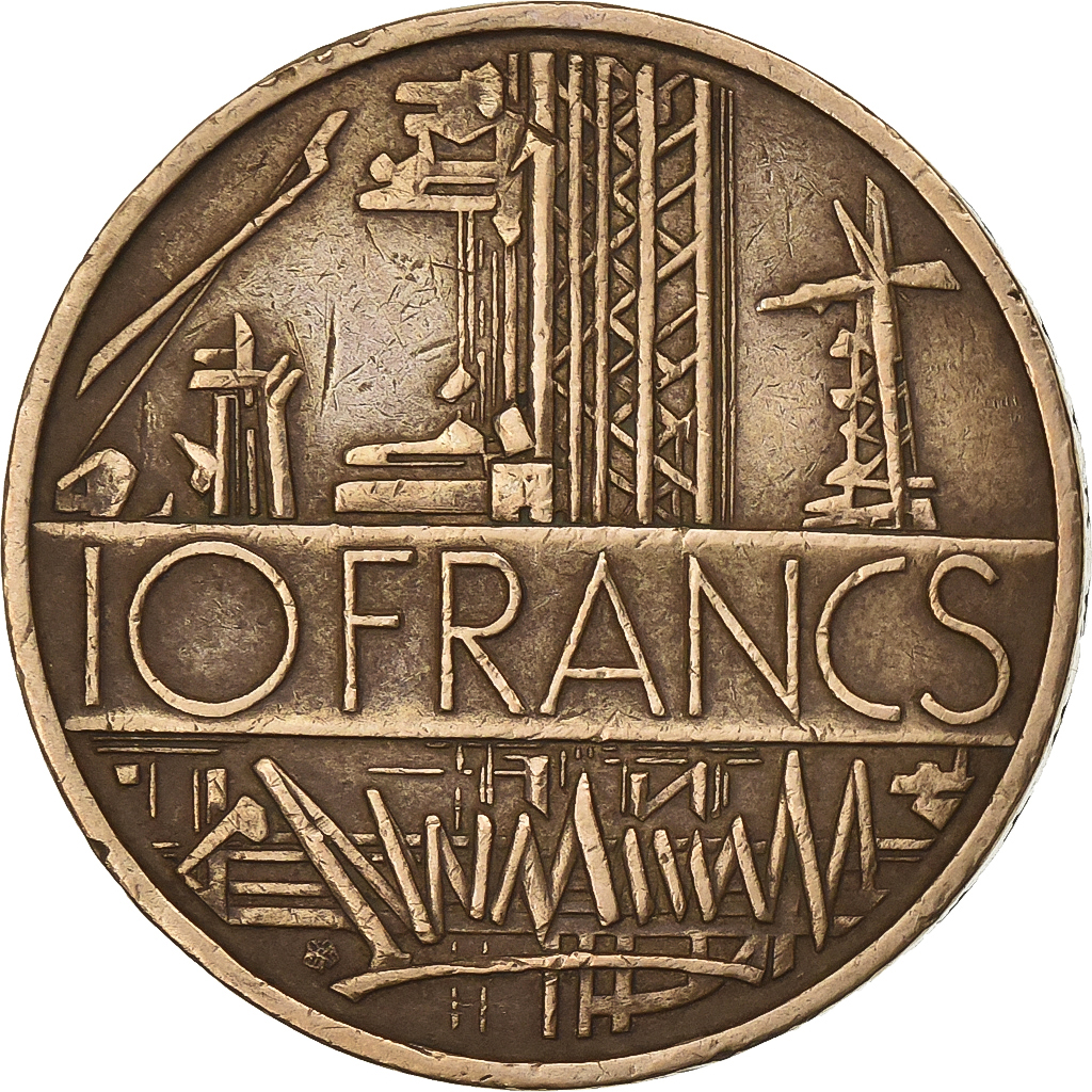 France, 10 Francs, Mathieu, 1976, Nickel-brass, EF, Gadoury:814, KM:940