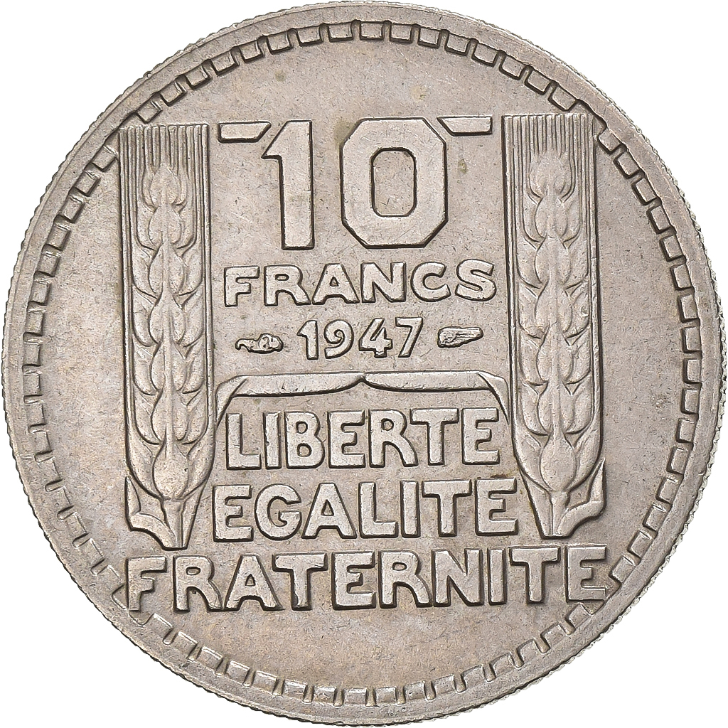 France, 10 Francs, Turin, 1947, Paris, Copper-nickel, , KM:908.1