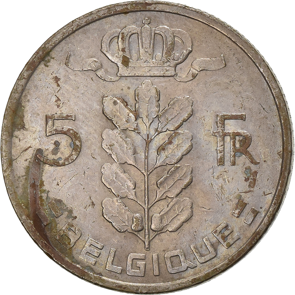 Belgium, 5 Francs, 5 Frank, 1974, Copper-nickel, , KM:134.1