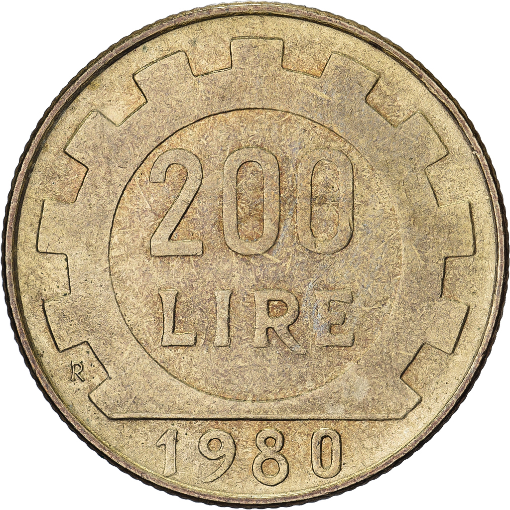 Italy, 200 Lire, 1980, Rome, Aluminum-Bronze, , KM:105
