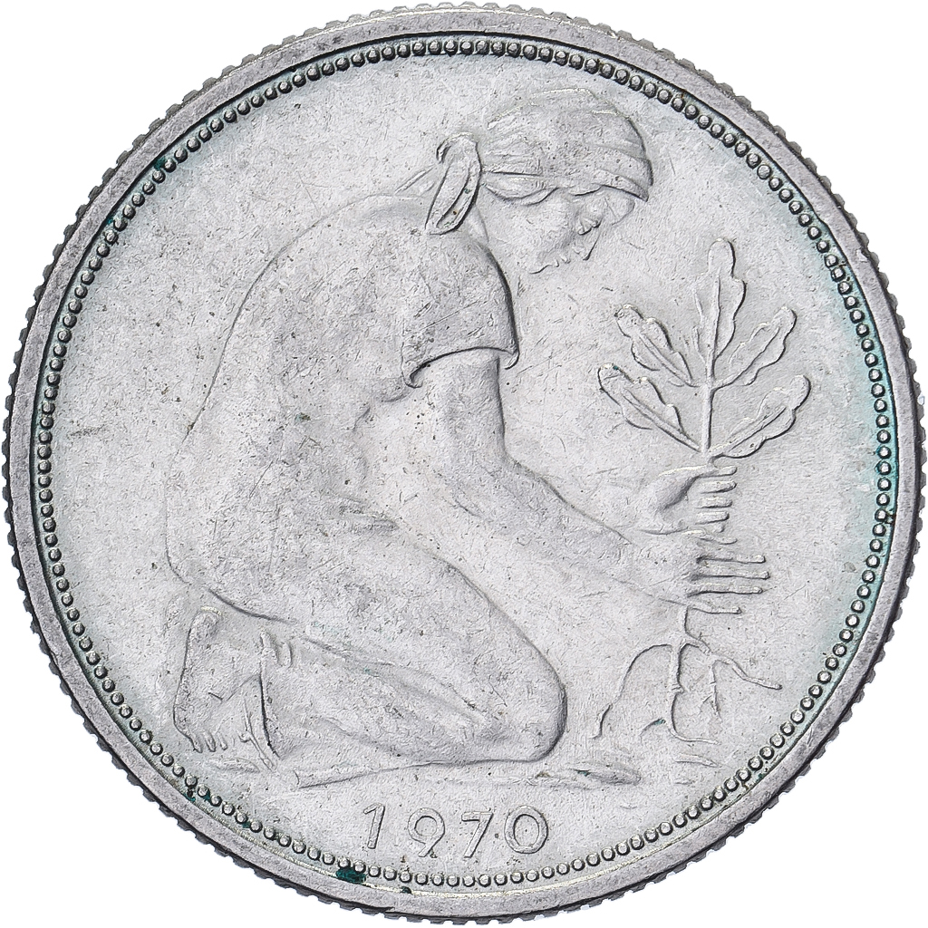 Federal Republic of Germany, 50 Pfennig, 1970, Munich, Copper-nickel, 