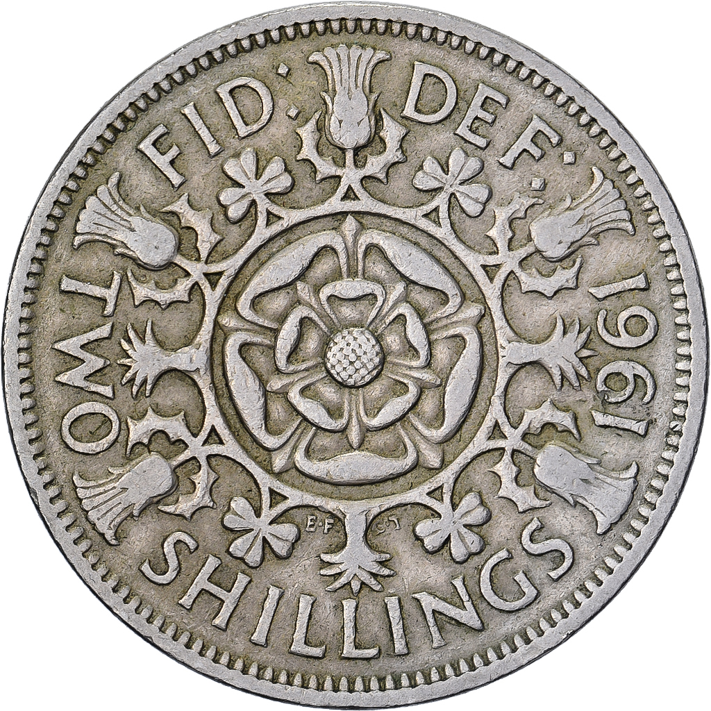 Great Britain, Elizabeth II, Florin, Two Shillings, 1961, Copper-nickel