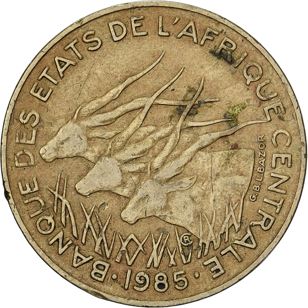 Central African States, 10 Francs, 1985, Paris, Aluminum-Bronze, , KM:9