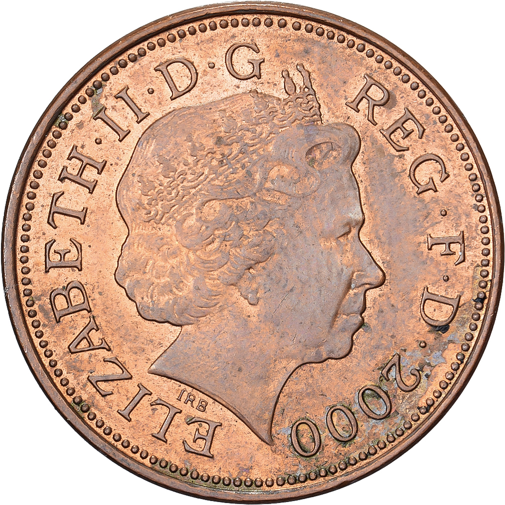 Great Britain, Elizabeth II, 2 Pence, 2000, Copper Plated Steel, 