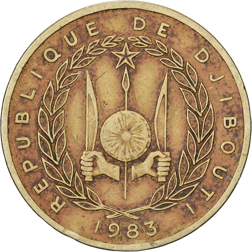 Djibouti, 10 Francs, 1983, Paris, Aluminum-Bronze, , KM:23