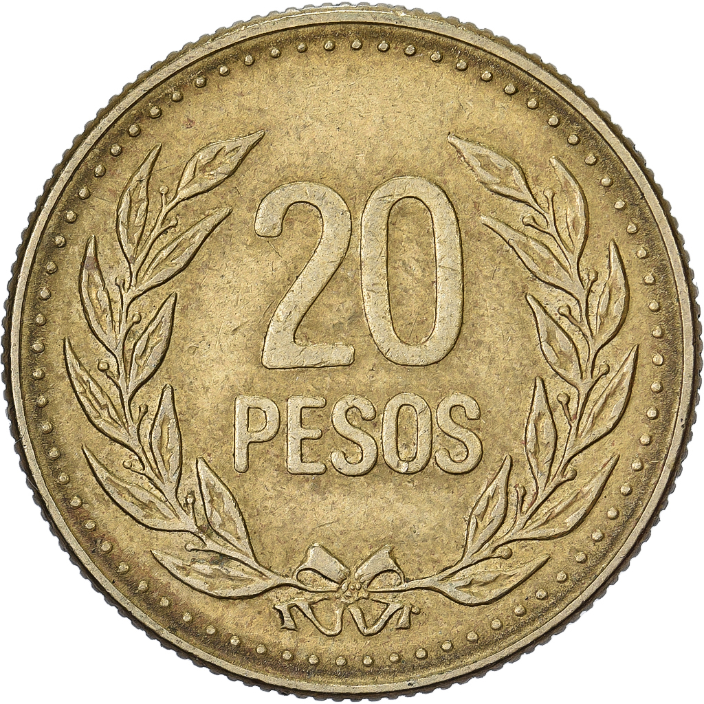 Colombia, 20 Pesos, 1990, Aluminum-Bronze, , KM:282.1