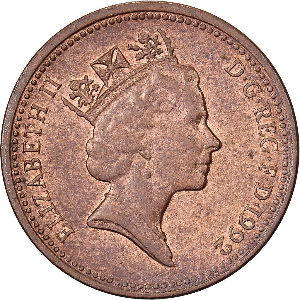 Great Britain, Elizabeth II, Penny, 1992, Copper Plated Steel, 