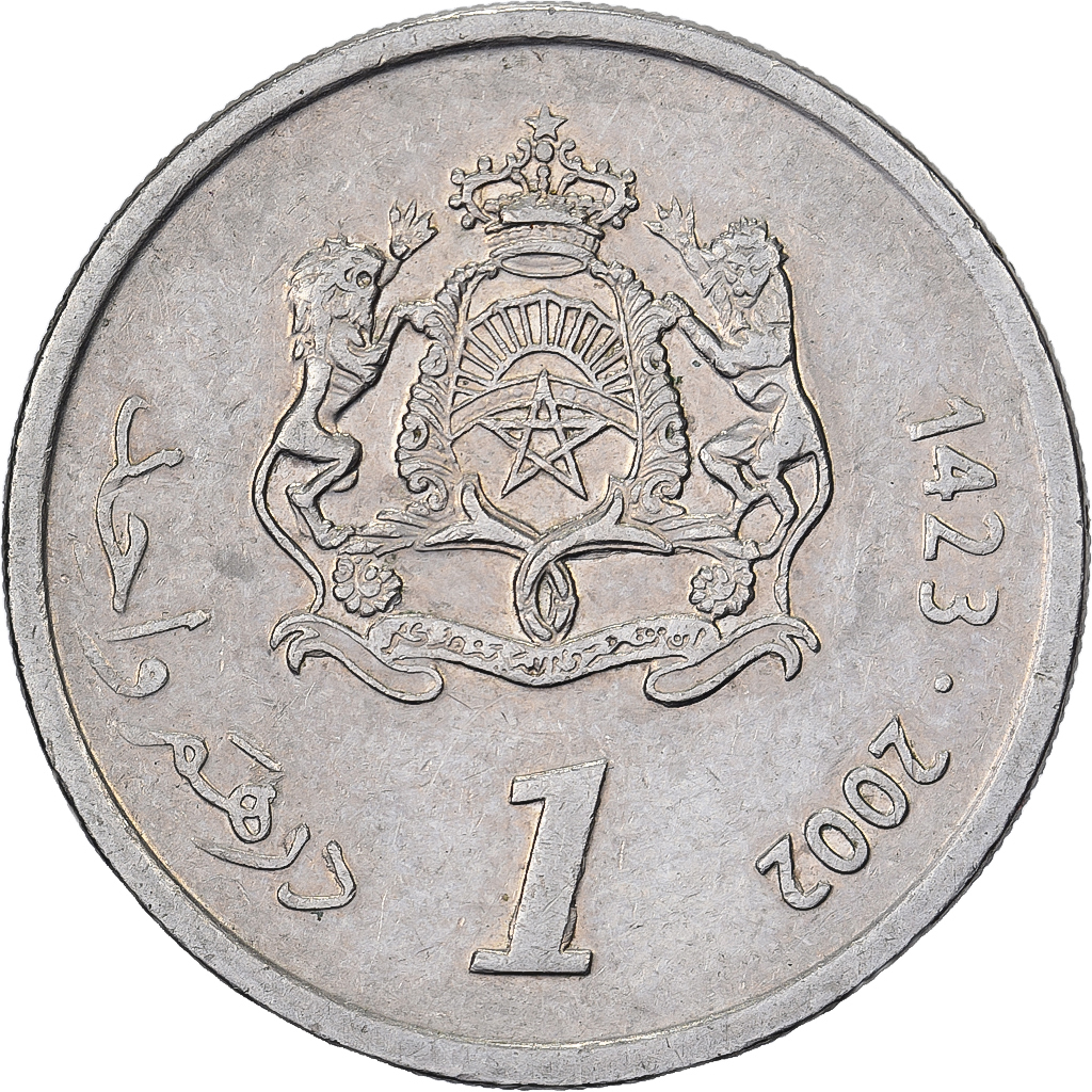 Morocco, Mohammed VI, Dirham, 2002/AH1423, Paris, Copper-nickel, 