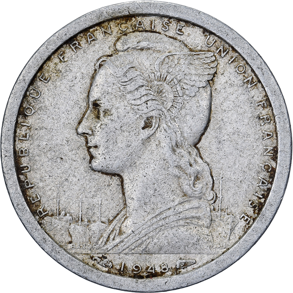 Madagascar, Franc, 1948, Paris, Aluminum, , Lecompte:98, KM:3