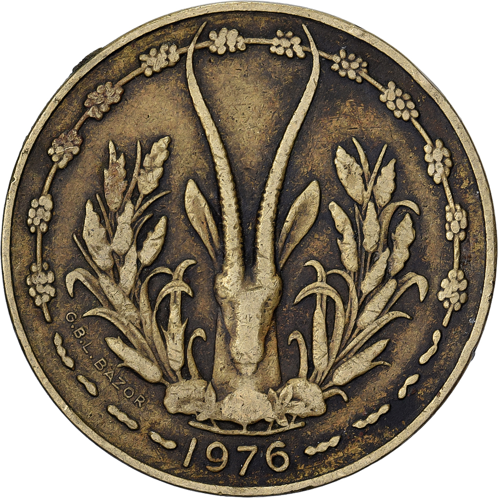 West African States, 10 Francs, 1976, Paris, Aluminum-Bronze, , KM:9