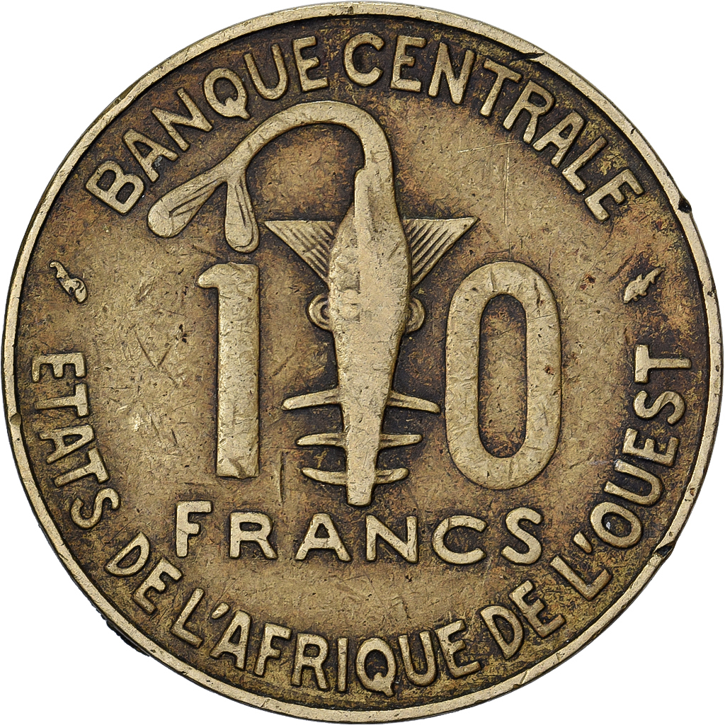 West African States, 10 Francs, 1976, Paris, Aluminum-Bronze, , KM:9