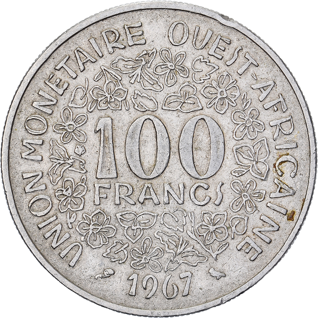 West African States, 100 Francs, 1967, Nickel, , KM:4