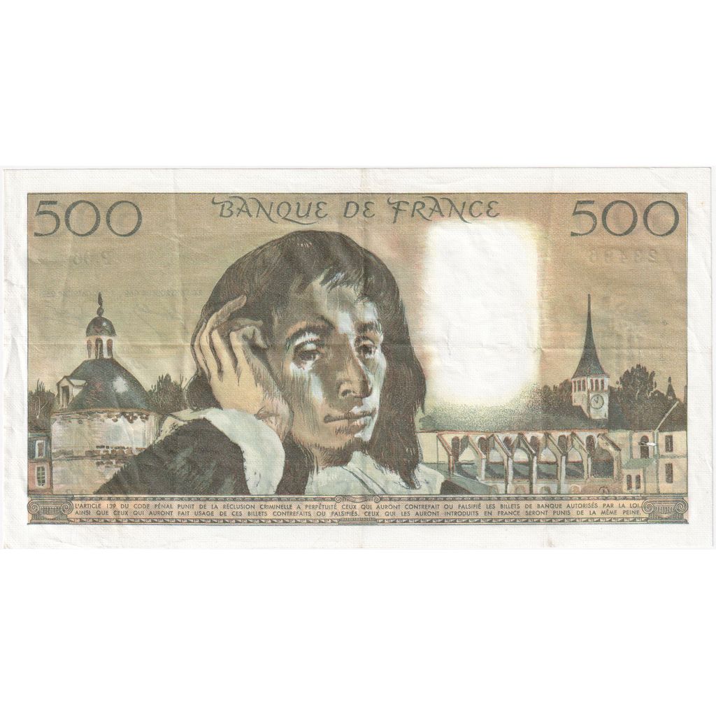 France, 500 Francs, Pascal, 1978-10-05, P.96, AU(50-53)