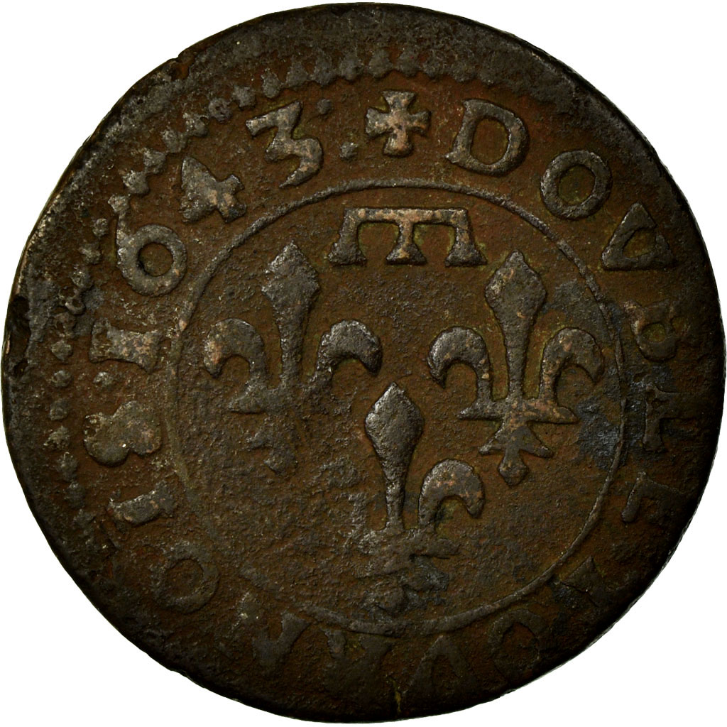 Coin, FRENCH STATES, DOMBES, Gaston d'Orléans, Double Tournois, 1643