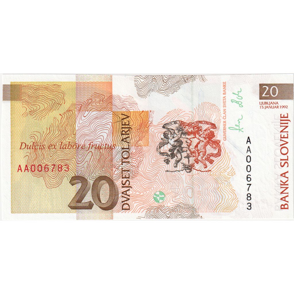 Slovenia, 20 Tolarjev, 1992-01-15, UNC(65-70)