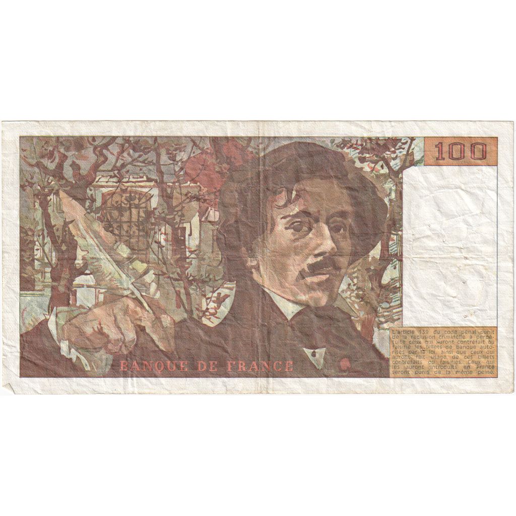 France, 100 Francs, Delacroix, K.71, EF(40-45)