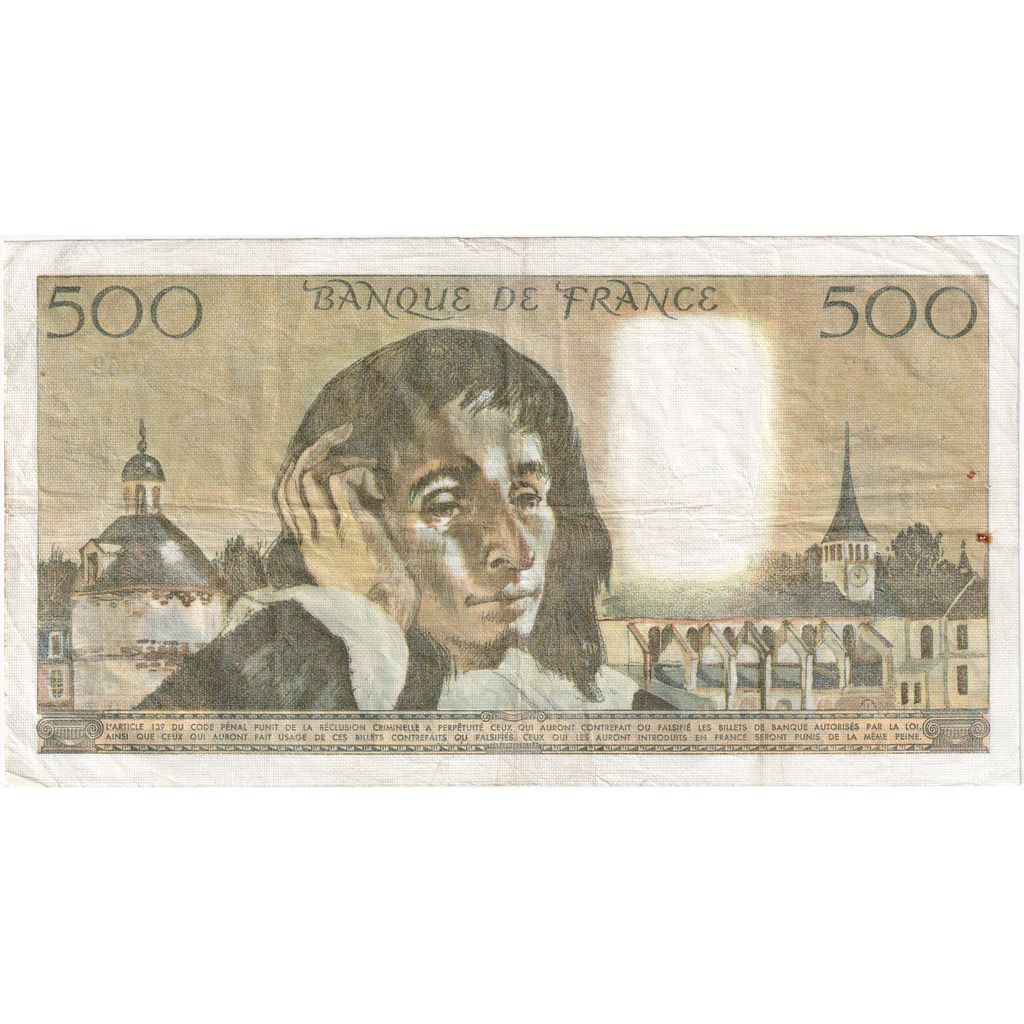 France, 500 Francs, Pascal, 1976-11-04, O.62, EF(40-45)