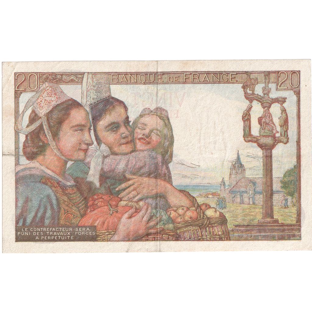 France, 20 Francs, Pêcheur, 1944-05-17, E.121, VF(30-35)