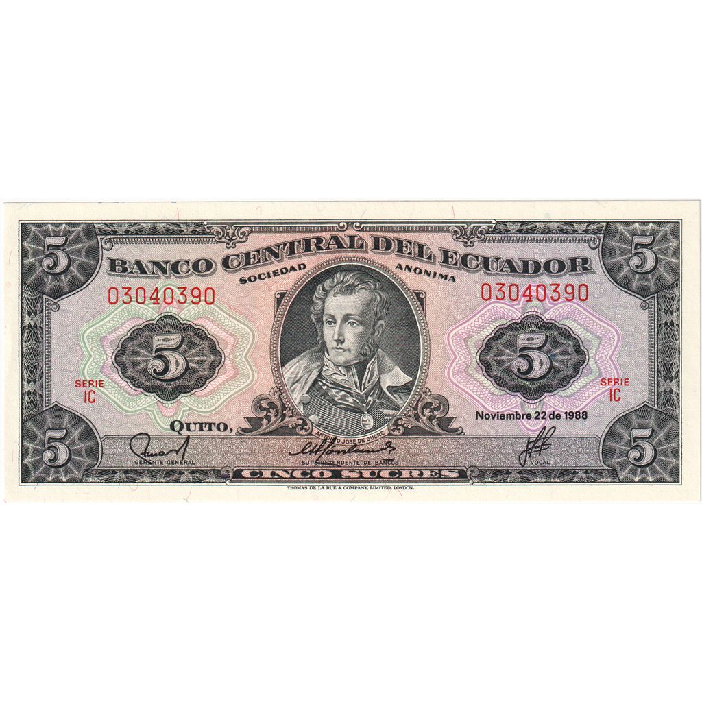 Ecuador, 5 Sucres, 1988-11-22, NIEUW