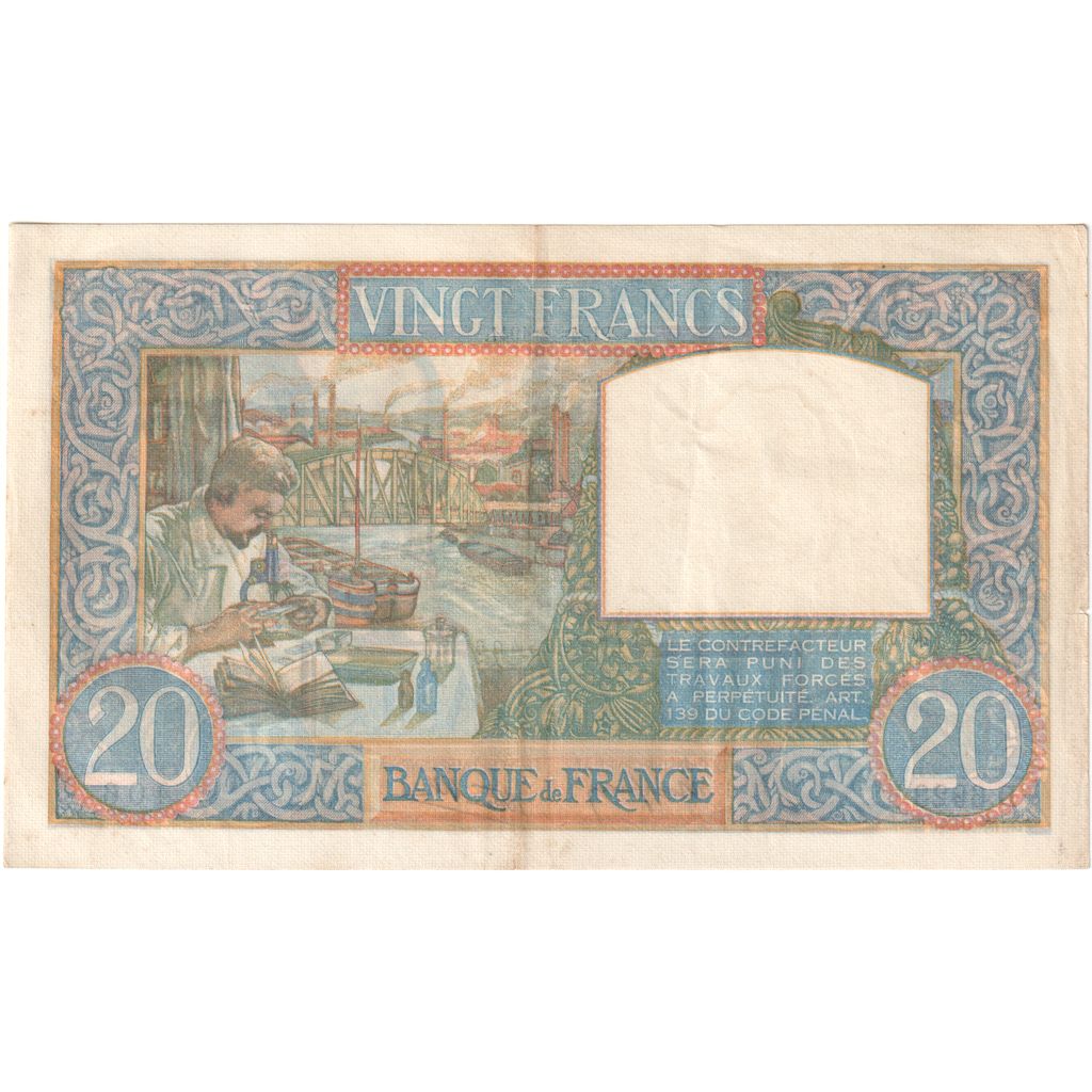 France, 20 Francs, Science et Travail, 1941-12-04, D6923, EF(40-45)