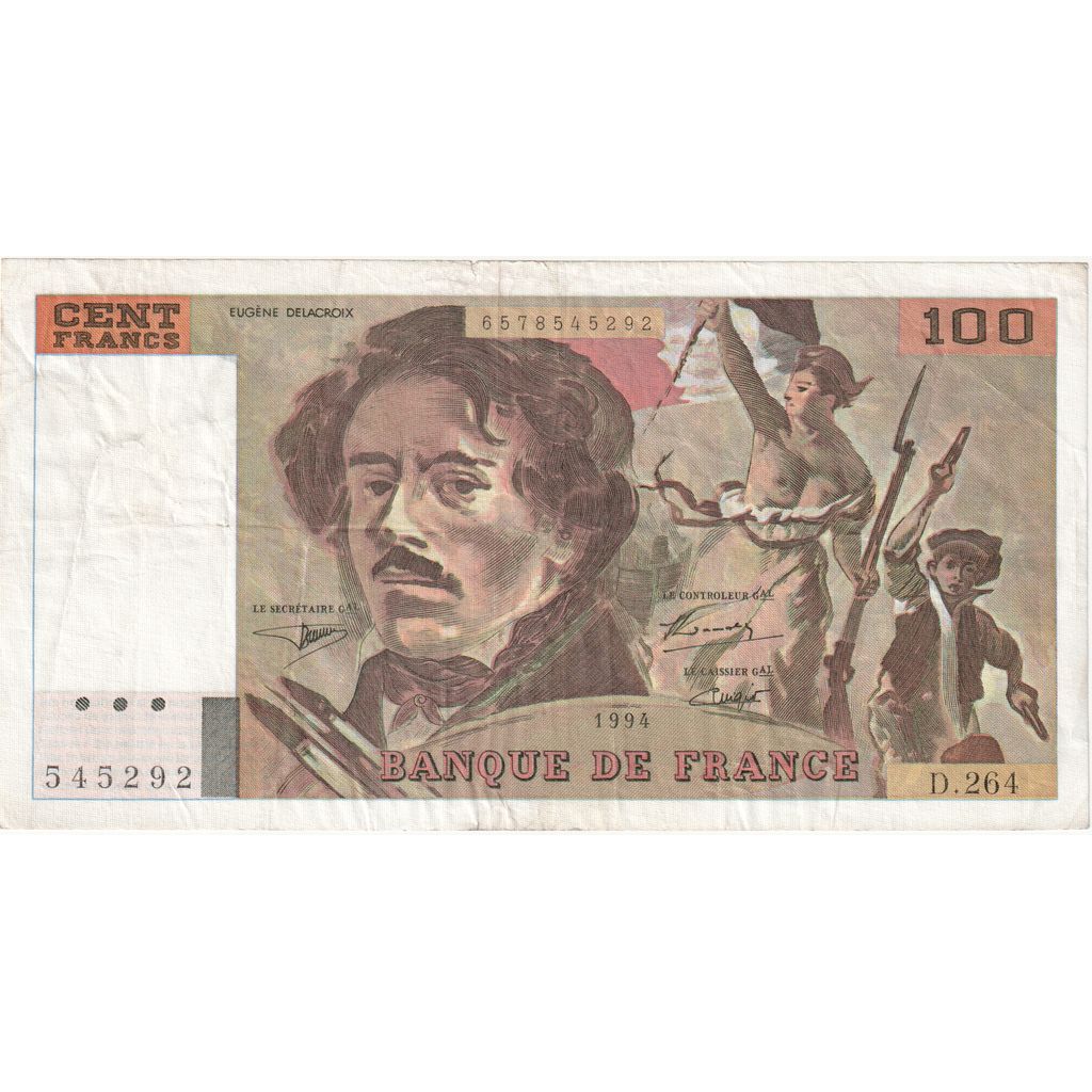 France, 100 Francs, Delacroix, 1994, D.264, VF(30-35)