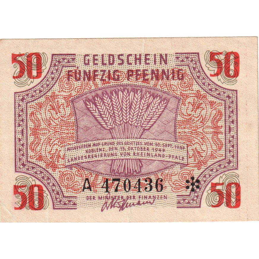 Germany, Coblenz, 50 Pfennig, 1947-10-15, AU(55-58)