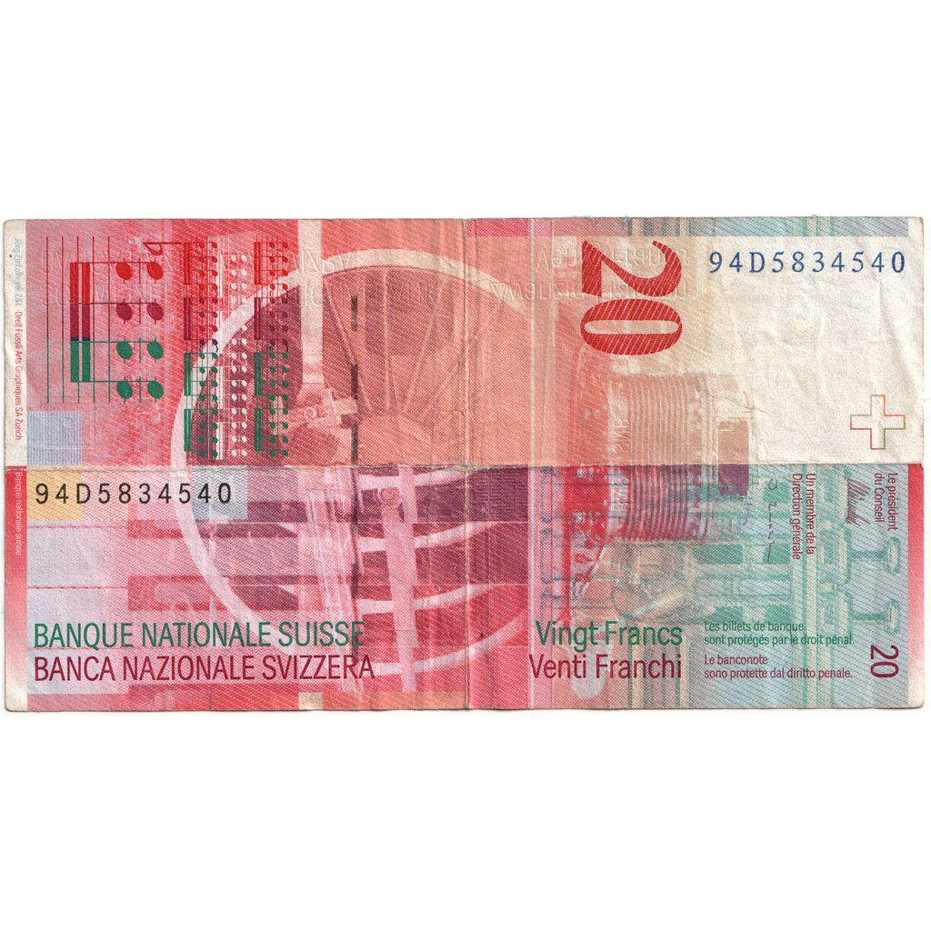 Switzerland, 20 Francs, EF(40-45)
