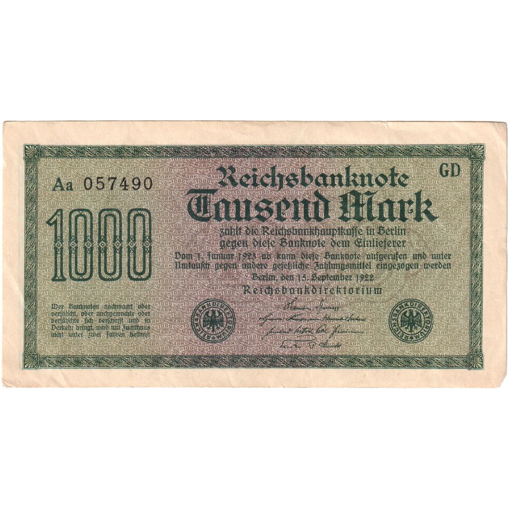 Germany, 1000 Mark, 1922-09-15, EF(40-45)