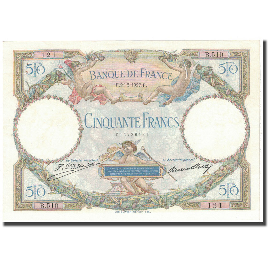 France, 50 Francs, 1927, 1927-05-21, AU(55-58), Fayette:15.1, KM:77a