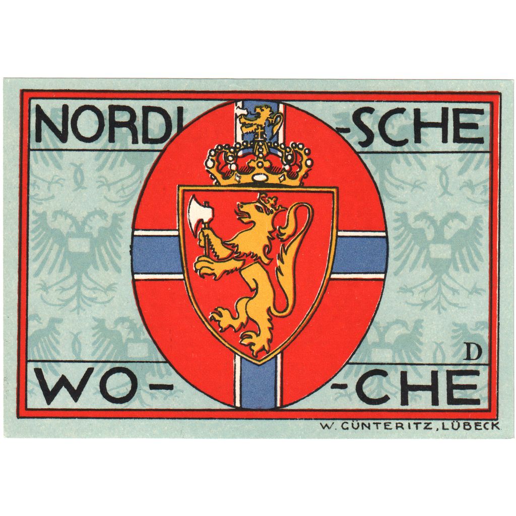 Alemania, Lübeck Nordische Woche Musterschau, 50 Pfennig, Blason, 1921