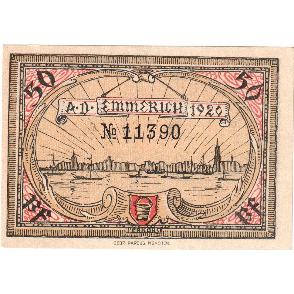 Germany, Emmerich Stadt, 50 Pfennig, 1920-12-01, UNC