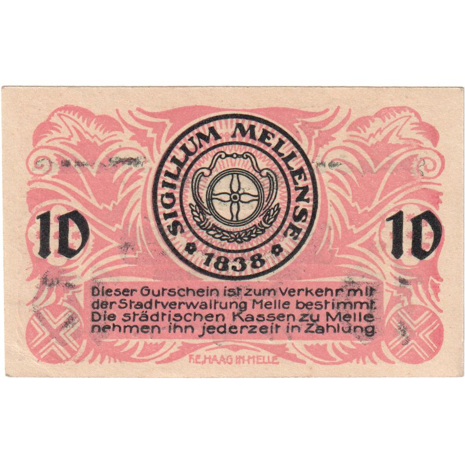 Deutschland, Melle Stadt, 10 Pfennig, 1918-10-18, VZ