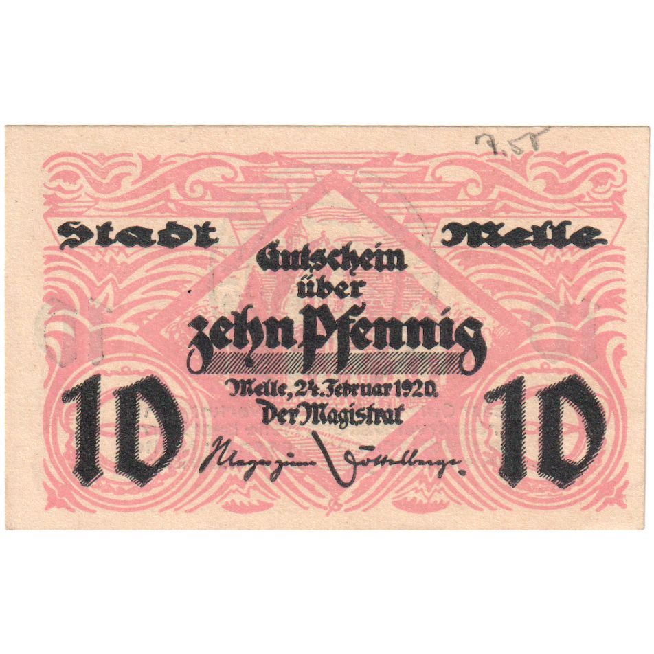 Deutschland, Melle Stadt, 10 Pfennig, 1918-10-18, VZ