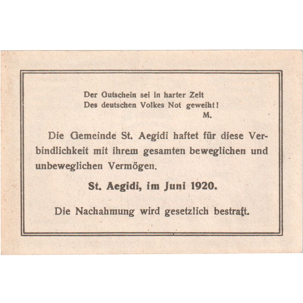 Austria, St Aegidi, 50 Heller, 1920-12-31, UNC(63)