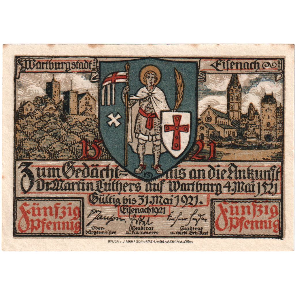 Germany, Eisenach, 50 Pfennig, 1921-05-31, UNC(63)