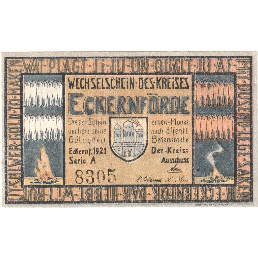 Germany, Eckernförde, 50 Pfennig, UNC(63)