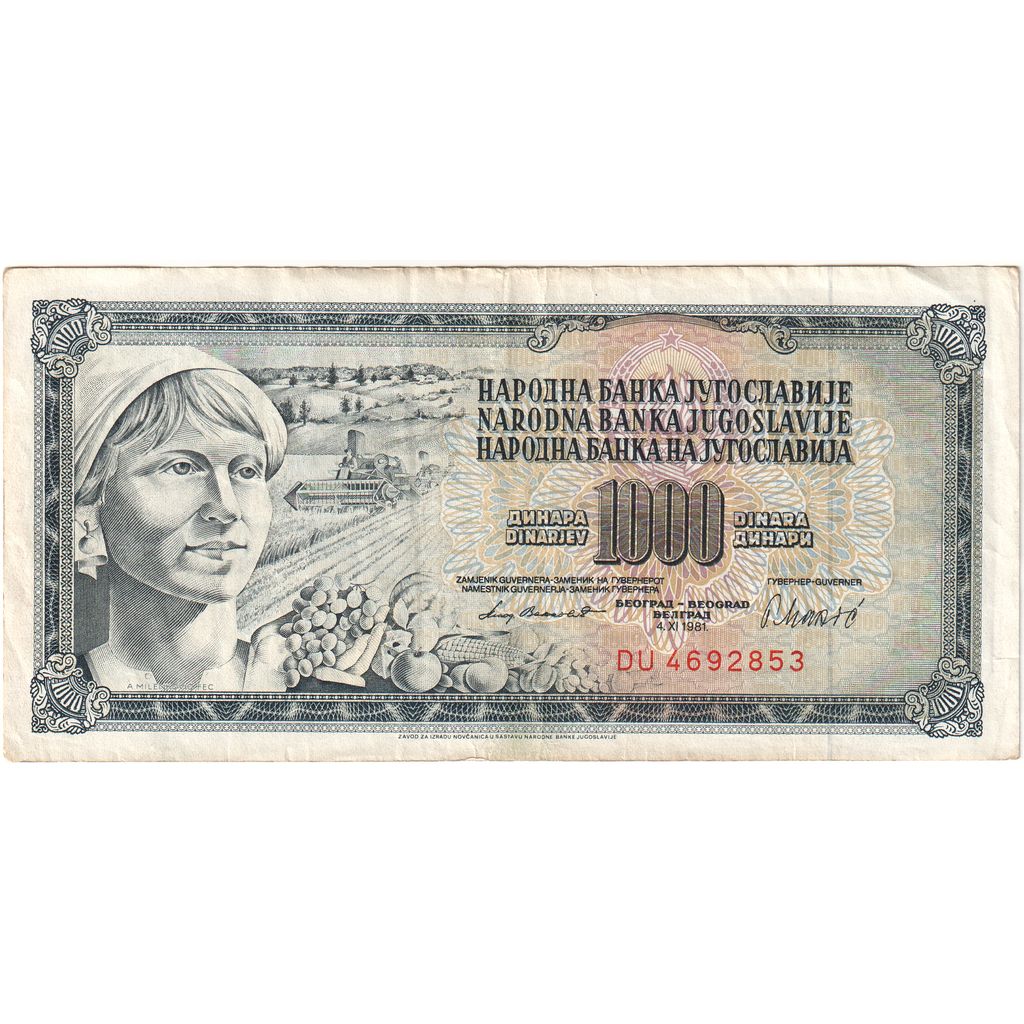 Yugoslavia, 1000 Dinara, 1981-11-04, EF