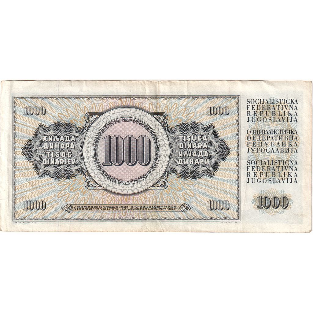 Yugoslavia, 1000 Dinara, 1981-11-04, EF