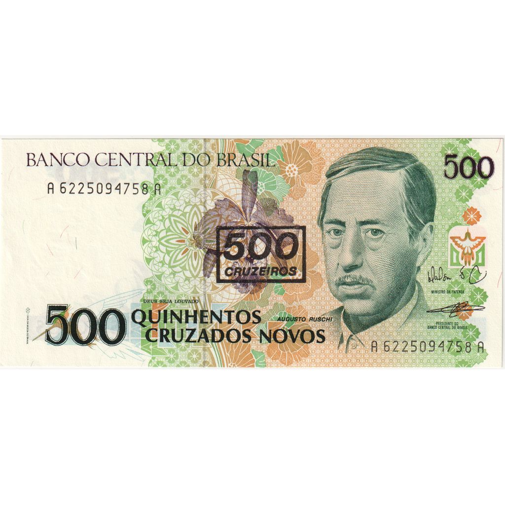 Brazil, 500 Cruzeiros on 500 Cruzados Novos, UNC