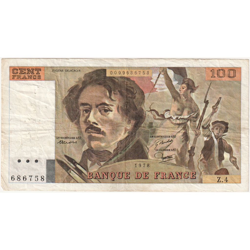 1242386] France, 100 Francs, Delacroix, Z.4, VF | eBay