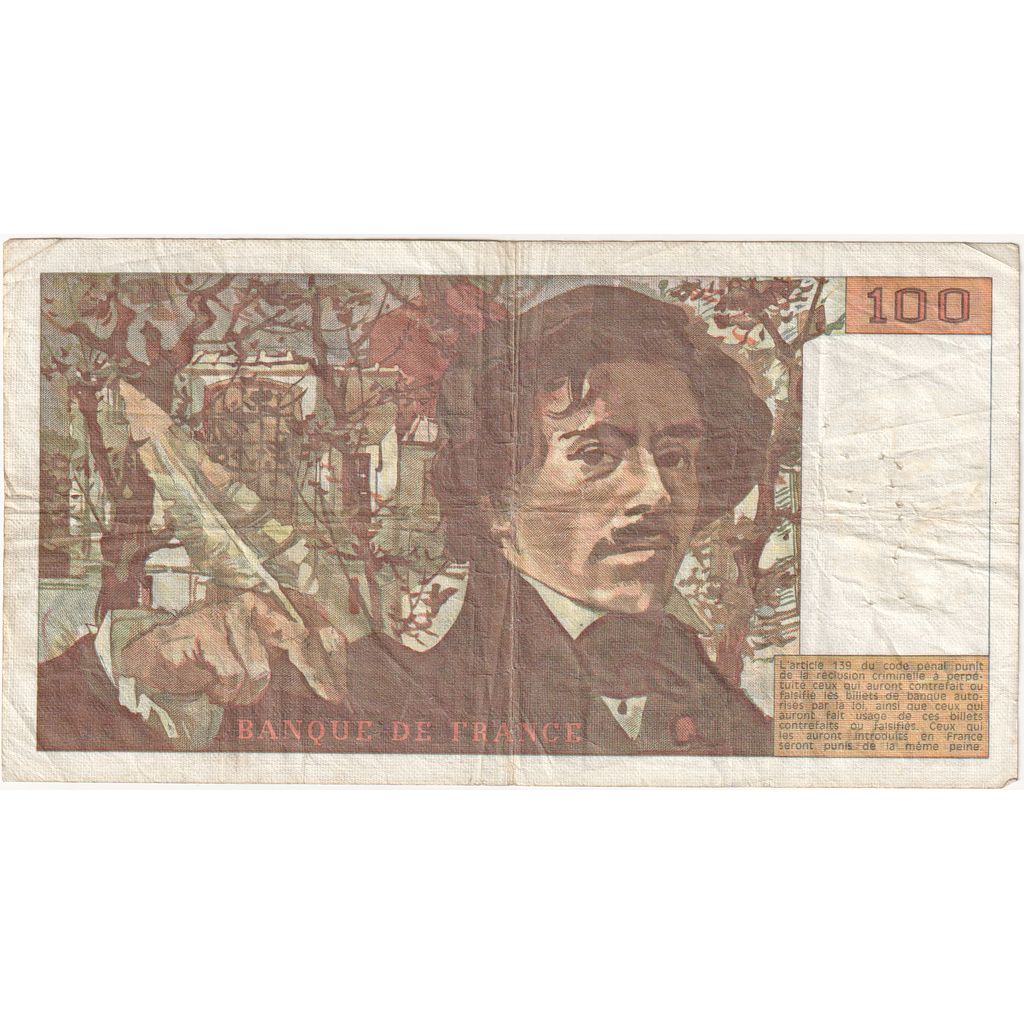 France, 100 Francs, Delacroix, R.84, VF(20-25)