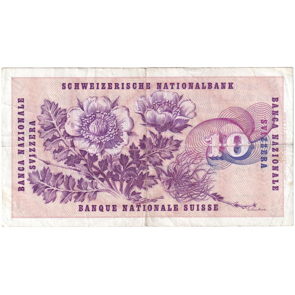 Zwitserland, 10 Franken, 1972-01-24, TTB