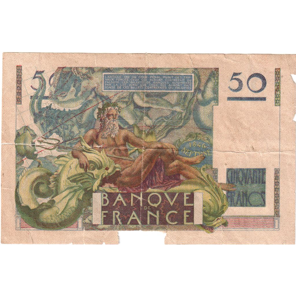 France, 50 Francs, Le Verrier, 1948-04-08, D.107, VF(20-25)