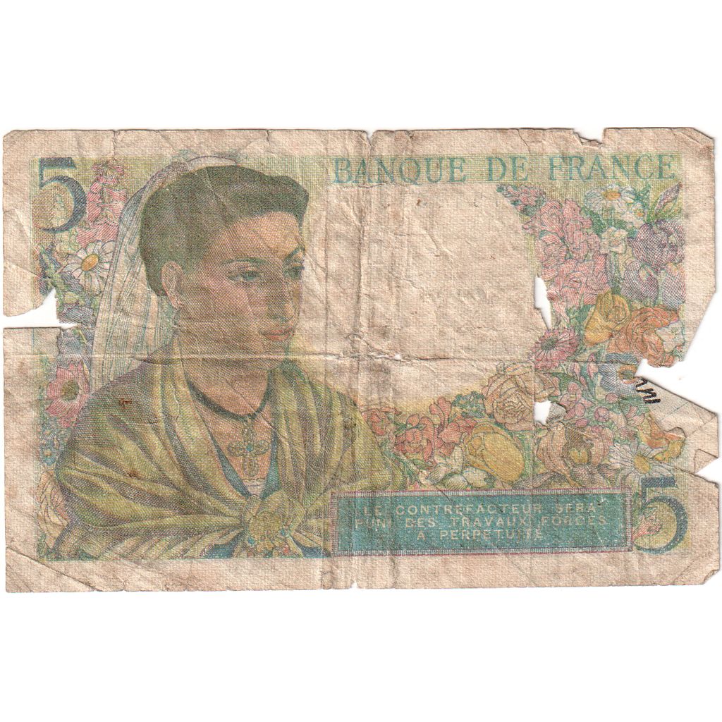 France, 5 Francs, Berger, 1943-07-22, E.31, VG(8-10)