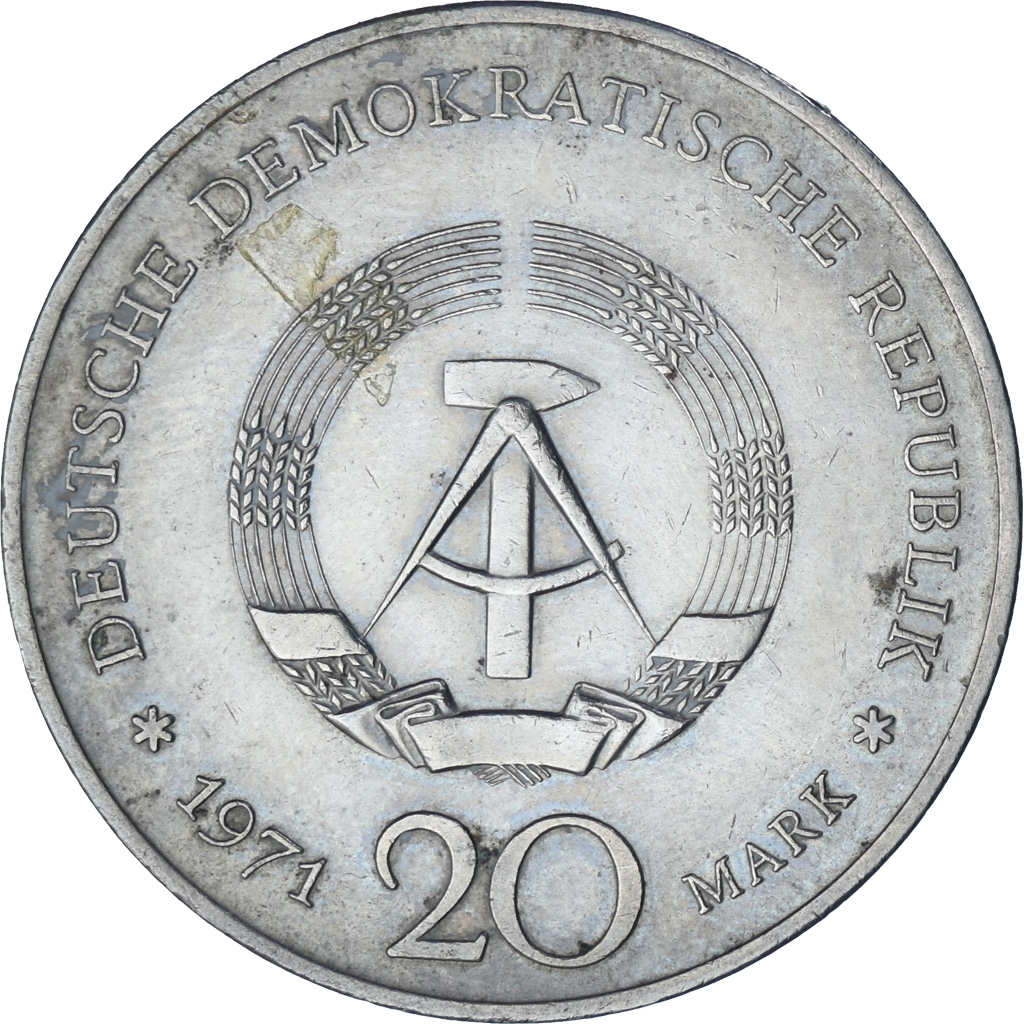 Moneta, NIEMCY - NRD, 20 Mark, 1971, Berlin, EF(40-45), Miedź-Nikiel, KM:33