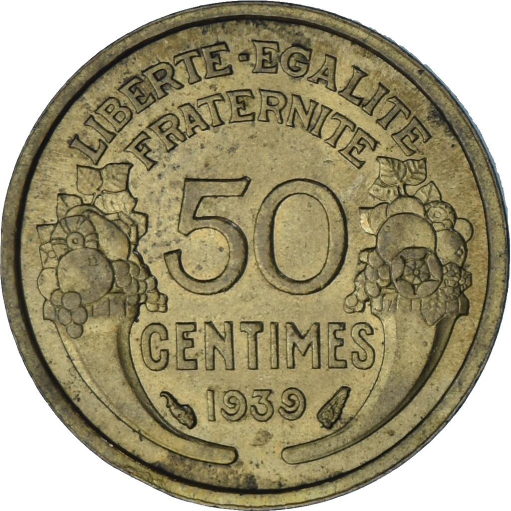 Coin, France, Morlon, 50 Centimes, 1939, Paris, EF(40-45), Aluminum-Bronze