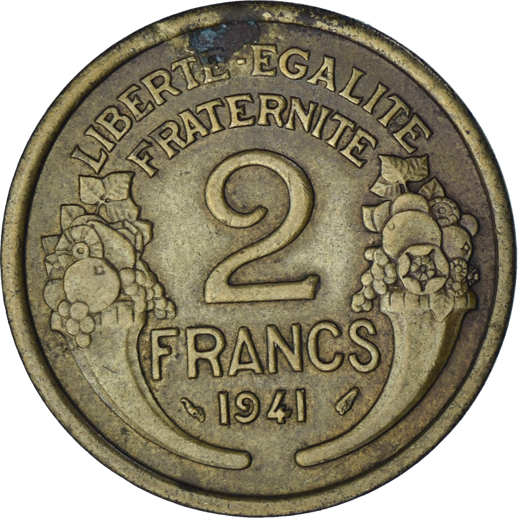 France, Morlon, 2 Francs, 1941, , Aluminum-Bronze, KM:886, Gadoury:535