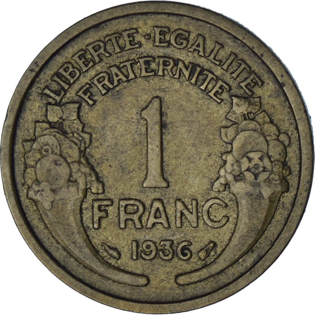 France, Morlon, Franc, 1936, , Aluminum-Bronze, KM:885, Gadoury:470