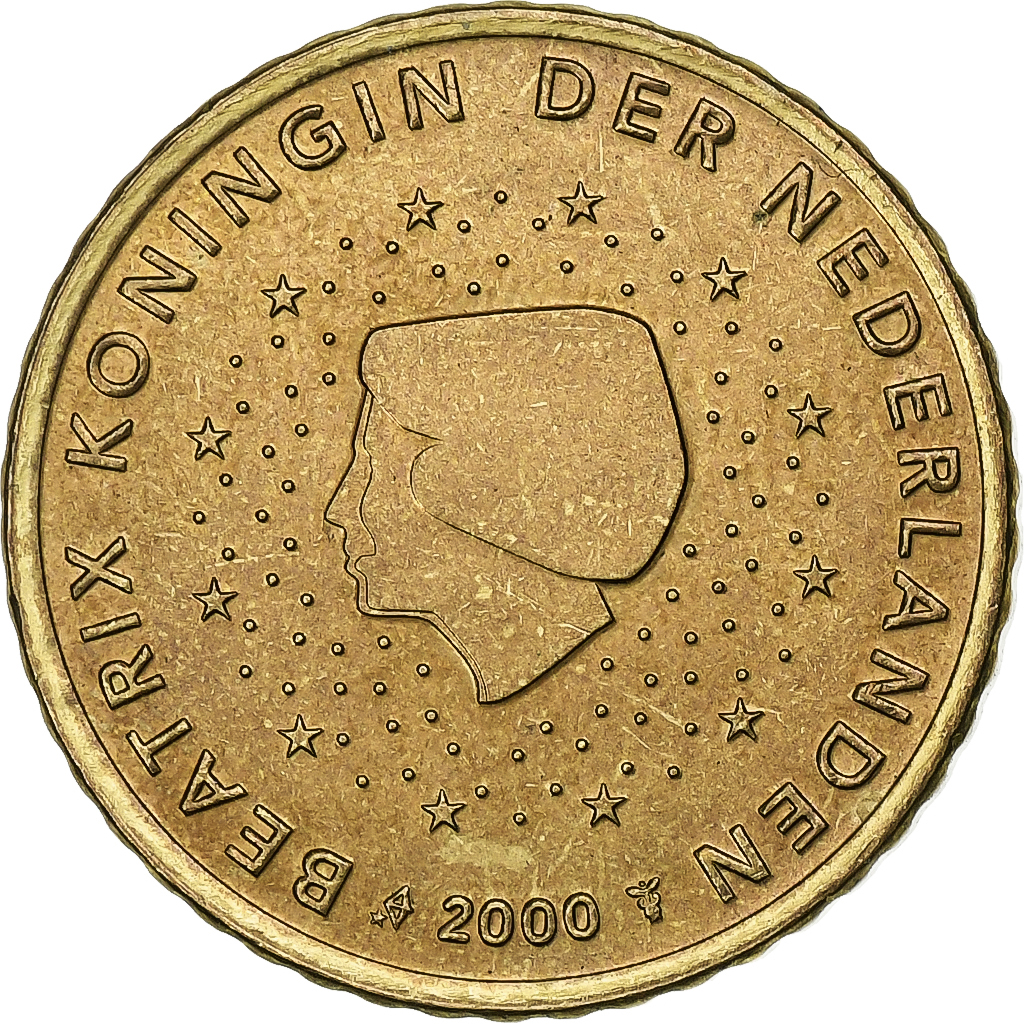 Niederlande, Beatrix, 50 Euro Cent, 2000, Utrecht, SS+, Messing, KM:239