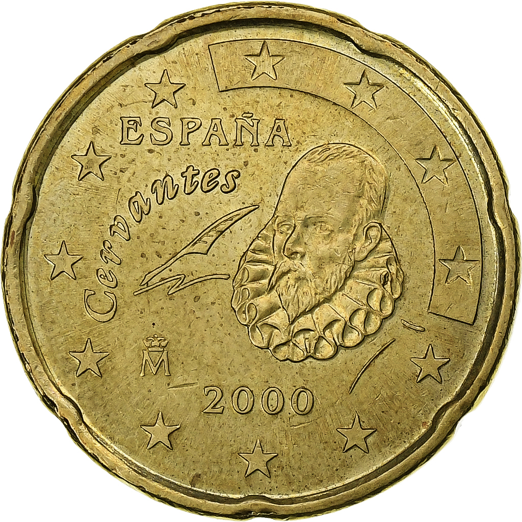 Spanien, Juan Carlos I, 20 Euro Cent, 2000, Madrid, VZ, Messing, KM:1044